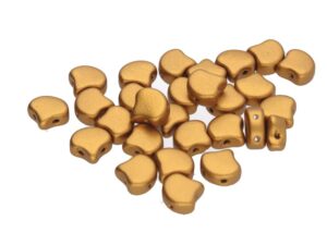 GIN-00030-01740 Matubo 2 Hole Ginko Bead Bronze Gold 10 gram-0