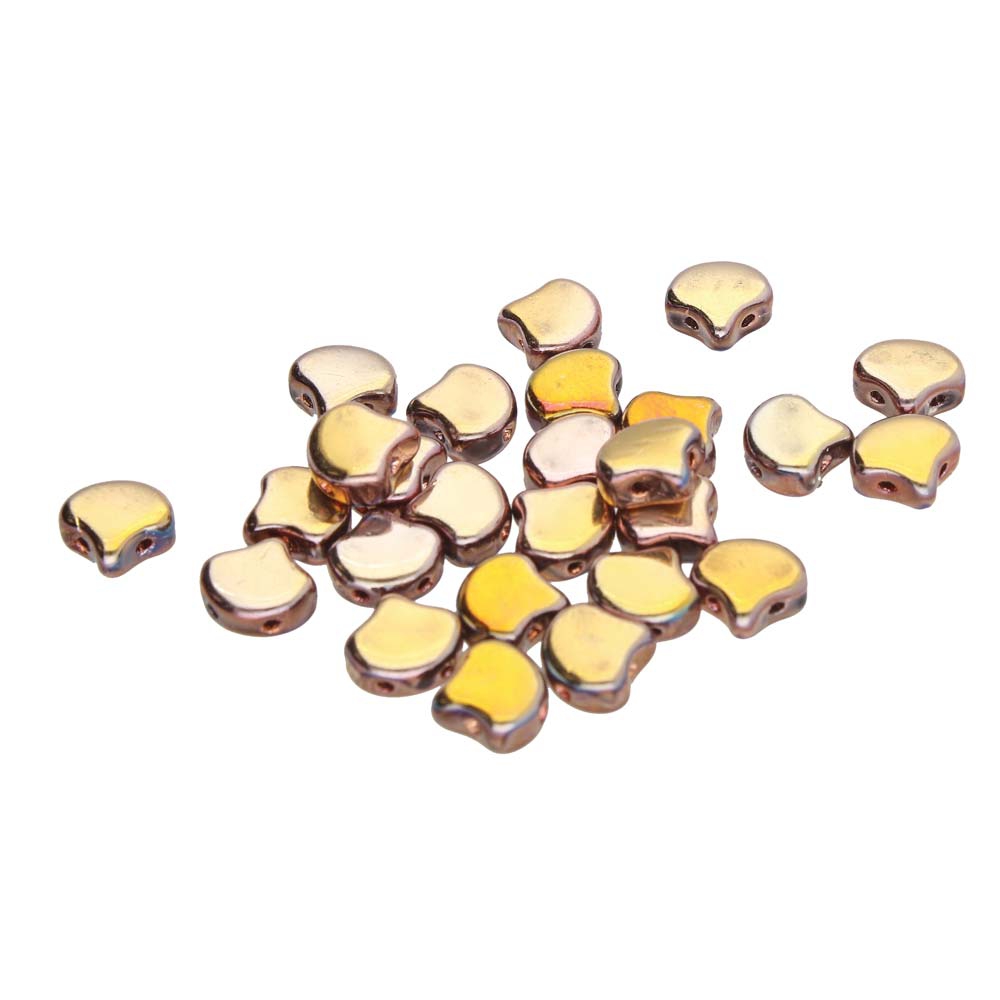 GIN-00030-27103 Matubo 2 Hole Ginko Bead Full Capri Gold 10 gram-0 GIN-00030-27103 Matubo 2 Hole Ginko Bead Full Capri Gold 10 gram-0