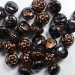 CR-23980-96849 Black Opaque White Luster Copper Capri Painted 2-hole Candy Rose Bead 20 Pc.-0
