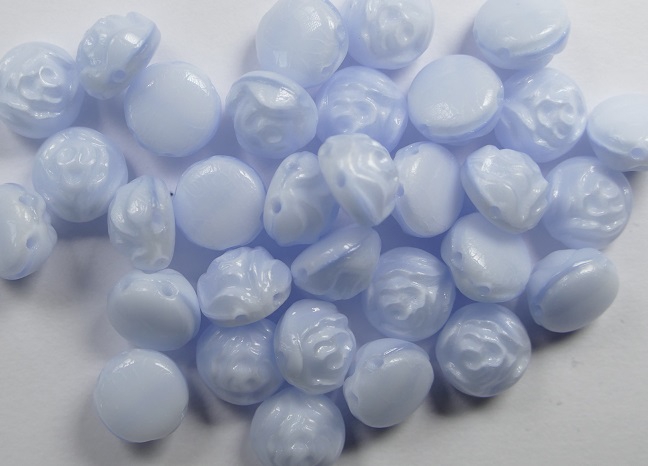 CR-07304 Blue Silk Overlay 2-hole Candy Rose Bead 20 Pc.-0
