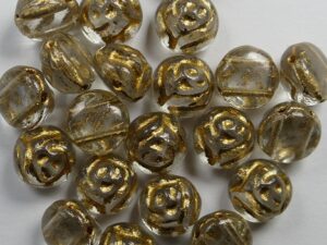 CR-00030-00006 Crystal Bronze Painted 2-hole Candy Rose Bead 20 Pc.-0