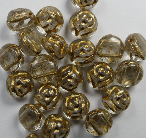CR-00030-00006 Crystal Bronze Painted 2-hole Candy Rose Bead 20 Pc.-0 CR-00030-00006 Crystal Bronze Painted 2-hole Candy Rose Bead 20 Pc.-0