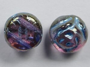 CR-00030-96842 Crystal Gold Luster Light Blue Painted 2-hole Candy Rose Bead 20 Pc.-16493