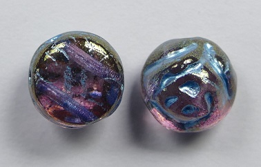 CR-00030-96842 Crystal Gold Luster Light Blue Painted 2-hole Candy Rose Bead 20 Pc.-16493