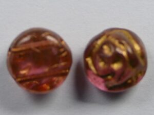 CR-00030-19306 Crystal Pink 2 Dyed Bronze Painted 2-hole Candy Rose Bead 20 Pc.-16485