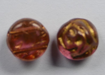 CR-00030-19306 Crystal Pink 2 Dyed Bronze Painted 2-hole Candy Rose Bead 20 Pc.-16485