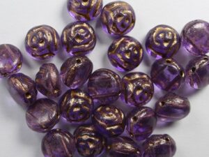 CR-00030-12306 Crystal Violet 2 Dyed Bronze Painted 2-hole Candy Rose Bead 20 Pc.-0