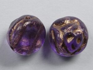 CR-00030-12306 Crystal Violet 2 Dyed Bronze Painted 2-hole Candy Rose Bead 20 Pc.-16489