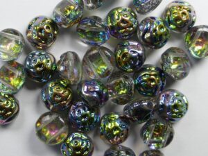 CR-00030-28137 Crystal Vitrail Blue 2-hole Candy Rose Bead 20 Pc.-0