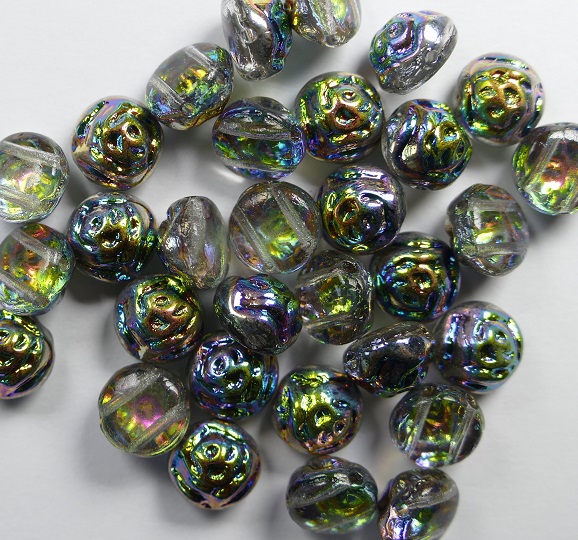 CR-00030-28137 Crystal Vitrail Blue 2-hole Candy Rose Bead 20 Pc.-0