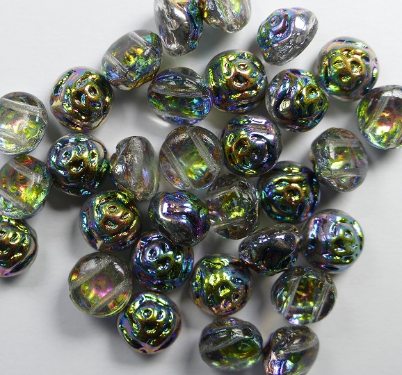 CR-00030-28137 Crystal Vitrail Blue 2-hole Candy Rose Bead 20 Pc.-0 CR-00030-28137 Crystal Vitrail Blue 2-hole Candy Rose Bead 20 Pc.-0