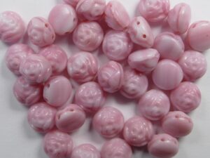 CR-07724 Pink Silk Overlay 2-hole Candy Rose Bead 20 Pc.-0