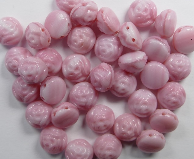 CR-07724 Pink Silk Overlay 2-hole Candy Rose Bead 20 Pc.-0 CR-07724 Pink Silk Overlay 2-hole Candy Rose Bead 20 Pc.-0