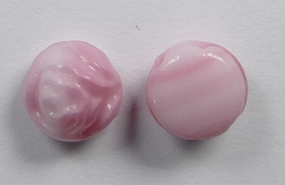 CR-07724 Pink Silk Overlay 2-hole Candy Rose Bead 20 Pc.-16521