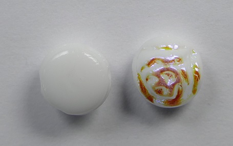 CR-02010-28701 White Alabaster AB 2-hole Candy Rose Bead 20 Pc.-16513