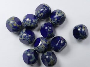 0090399 Opaque Dark Blue Picasso 3 Cut 10 mm. 5 Pc.-0