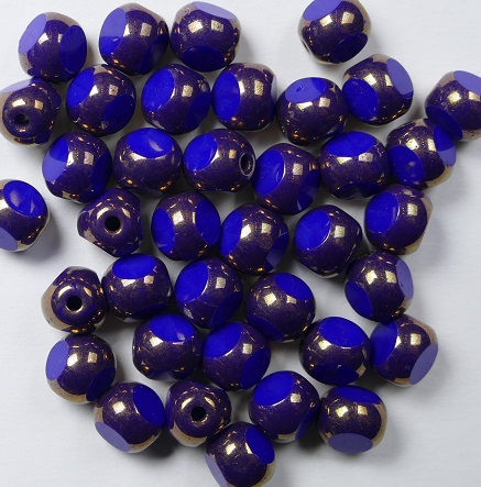 0090398 Opaque Royal Blue Bronze 3 Cut 6 mm. 18 Pc.-0