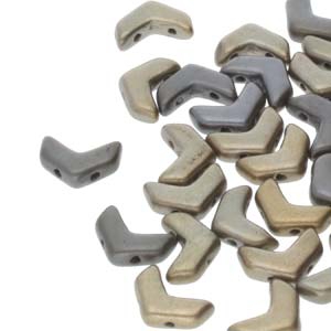 CHEV-00030-01670 Chevron Duo Beads Matte Metallic Leather 30 stuks-0 CHEV-00030-01670 Chevron Duo Beads Matte Metallic Leather 30 stuks-0