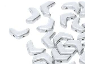 CHEV-00030-01700 Chevron Duo Beads Matte Metallic Silver 30 stuks-0