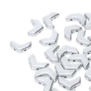 CHEV-00030-01700 Chevron Duo Beads Matte Metallic Silver 30 stuks-0