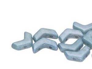 CHEV-02010-14464 Chevron Duo Beads White Alabaster Blue Luster 30 stuks-0