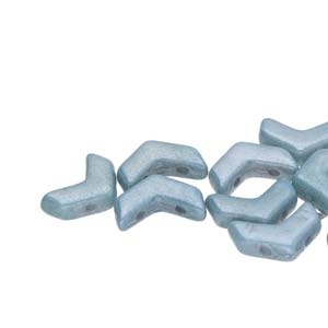 CHEV-02010-14464 Chevron Duo Beads White Alabaster Blue Luster 30 stuks-0