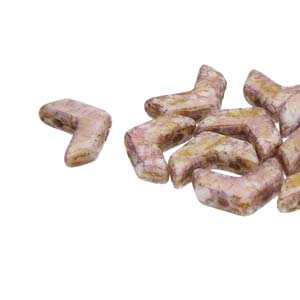 CHEV-02010-15695 Chevron Duo Beads White Alabaster Bronze Luster 30 stuks-0