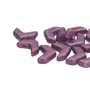 CHEV-02010-15726 Chevron Duo Beads White Alabaster Purple Vega 30 stuks-0