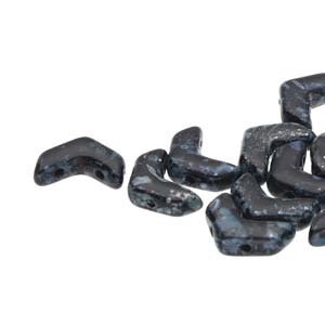 CHEV-23980-43400 Chevron Duo Beads Jet Silver Picasso 30 stuks-0
