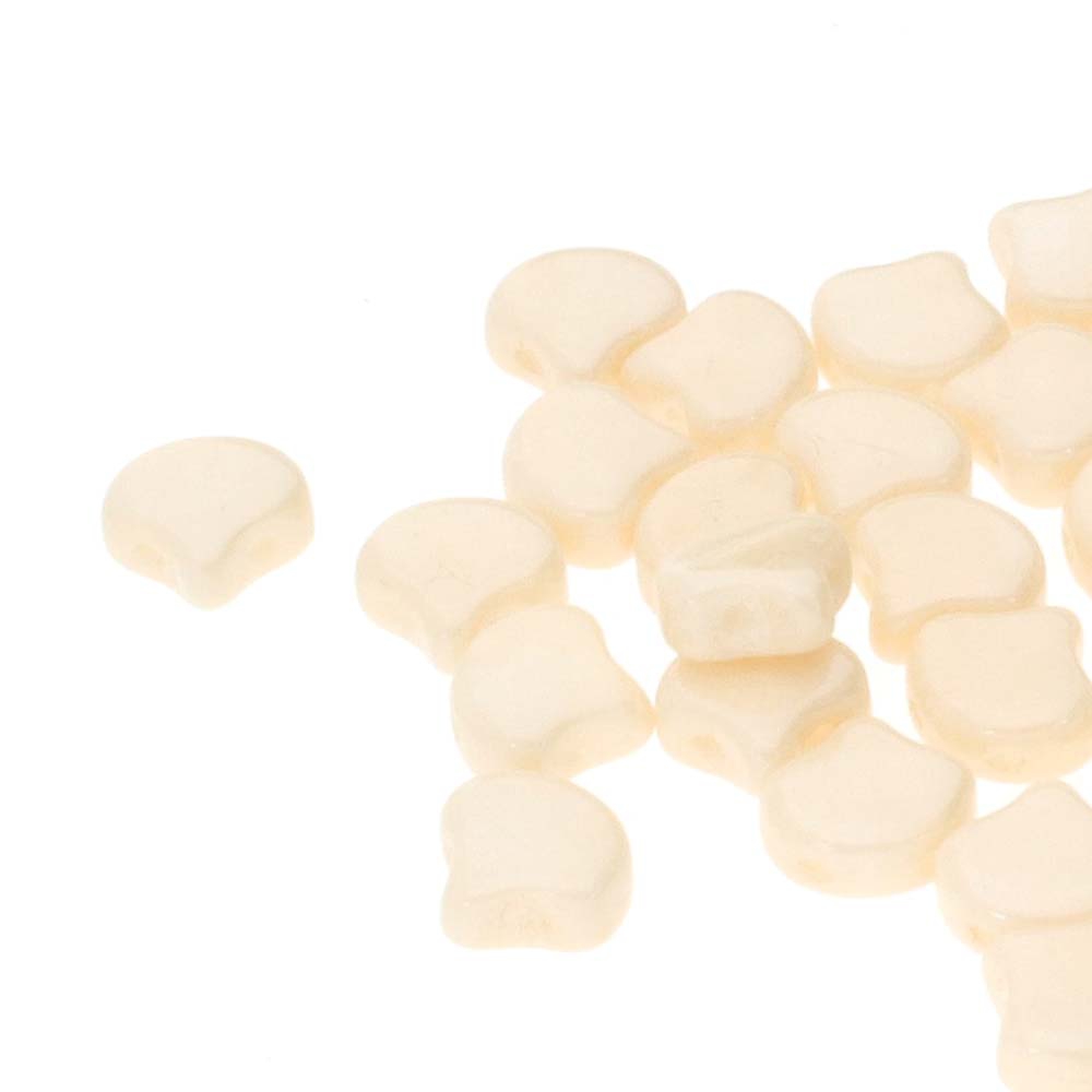 GIN-03000-14413 Matubo 2 Hole Ginko Bead Chalk White Champagne Luster 10 gram-0 GIN-03000-14413 Matubo 2 Hole Ginko Bead Chalk White Champagne Luster 10 gram-0