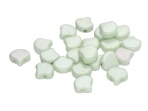 GIN-03000-14457 Matubo 2 Hole Ginko Bead Chalk White Green Luster 10 gram-0