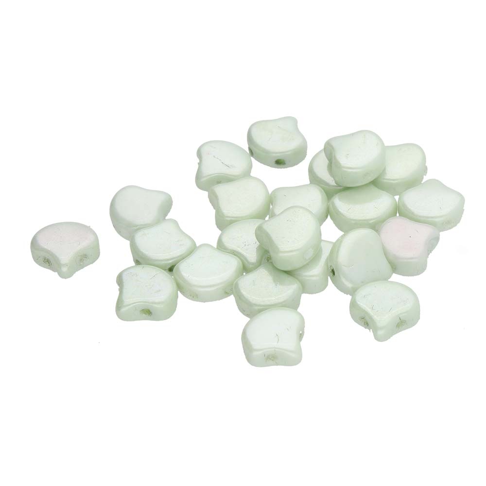 GIN-03000-14457 Matubo 2 Hole Ginko Bead Chalk White Green Luster 10 gram-0 GIN-03000-14457 Matubo 2 Hole Ginko Bead Chalk White Green Luster 10 gram-0