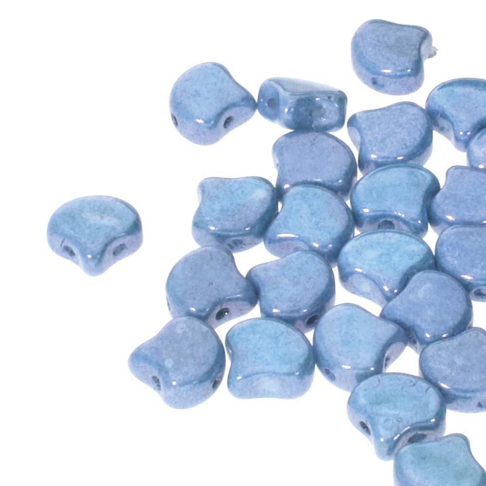 GIN-03000-14464 Matubo 2 Hole Ginko Bead Chalk White Blue Luster 10 gram-0 GIN-03000-14464 Matubo 2 Hole Ginko Bead Chalk White Blue Luster 10 gram-0
