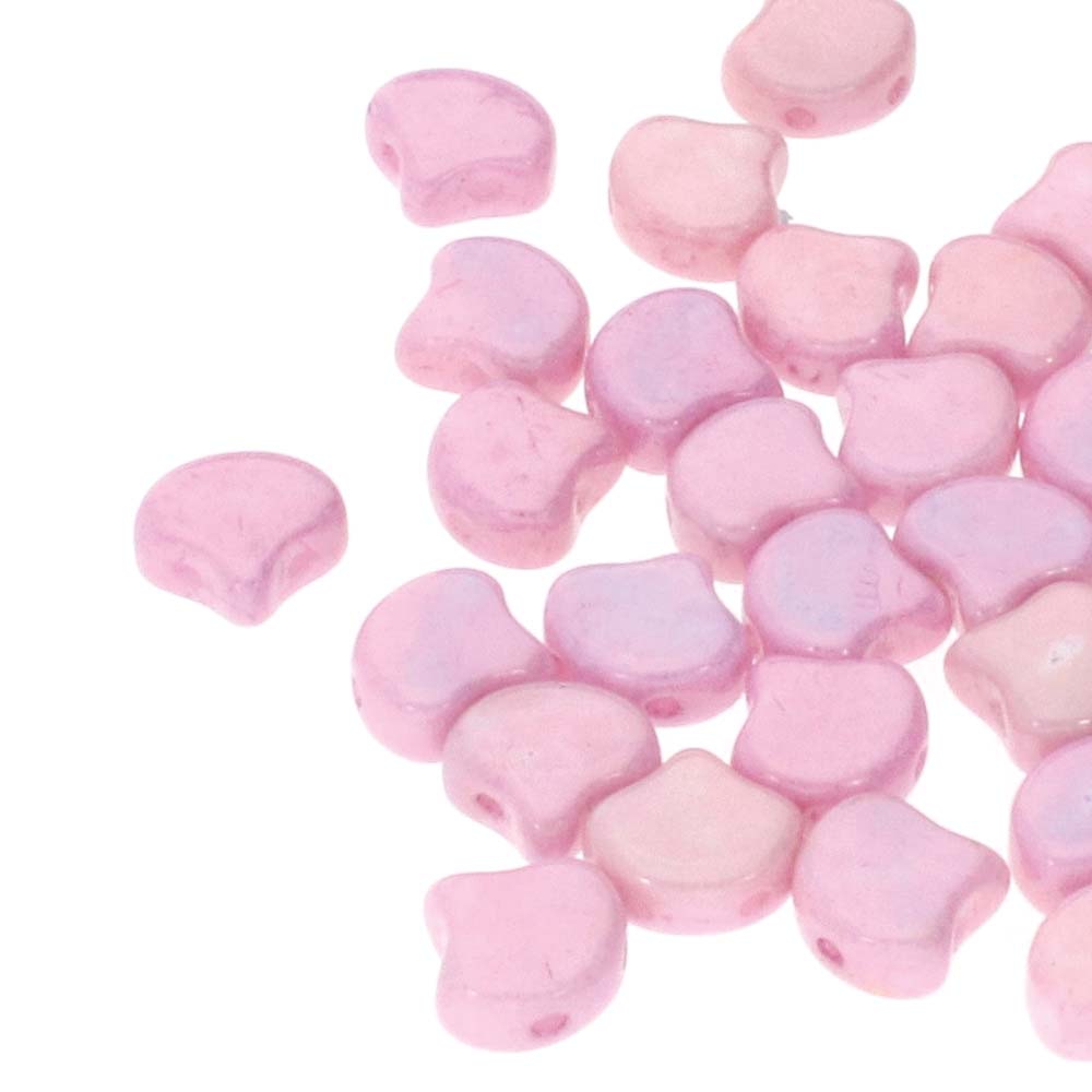 GIN-03000-14494 Matubo 2 Hole Ginko Bead Chalk White Lila/Pink Luster 10 gram-0 GIN-03000-14494 Matubo 2 Hole Ginko Bead Chalk White Lila/Pink Luster 10 gram-0
