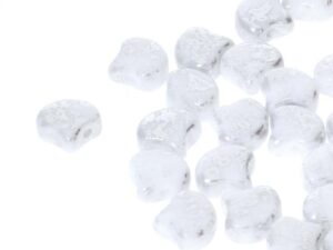 GIN-03000-15481 Matubo 2 Hole Ginko Bead Chalk White Silver Splash 10 gram-0