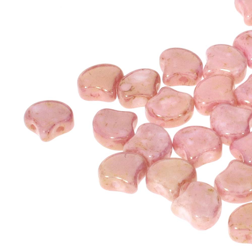 GIN-03000-15495 Matubo 2 Hole Ginko Bead Chalk White Red Terracotta 10 gram-0 GIN-03000-15495 Matubo 2 Hole Ginko Bead Chalk White Red Terracotta 10 gram-0