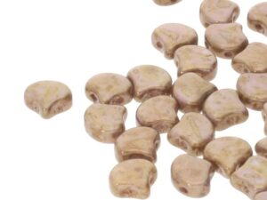 GIN-03000-15695 Matubo 2 Hole Ginko Bead Chalk White Senegal Brown 10 gram-0