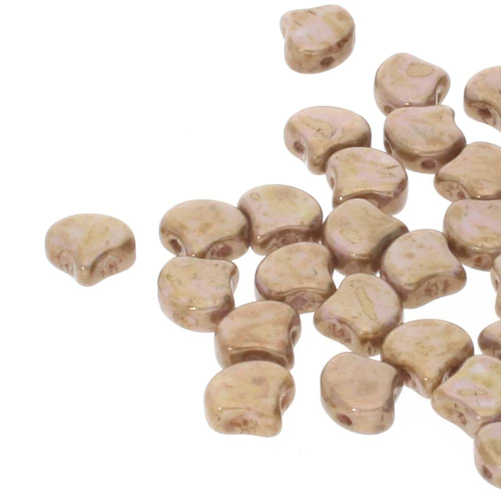 GIN-03000-15695 Matubo 2 Hole Ginko Bead Chalk White Senegal Brown 10 gram-0 GIN-03000-15695 Matubo 2 Hole Ginko Bead Chalk White Senegal Brown 10 gram-0