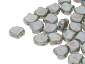 GIN-03000-65431 Matubo 2 Hole Ginko Bead Chalk White Lazure Blue 10 gram-0