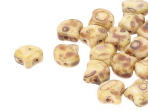 GIN-03000-86805 Matubo 2 Hole Ginko Bead Chalk White Dark Travertine 10 gram-0