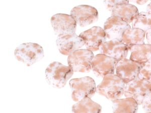 GIN-03000-94412 Matubo 2 Hole Ginko Bead Chalk White Copper Splash 10 gram-0