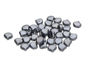 GIN-23980-14400 Matubo 2 Hole Ginko Bead Jet Hematite 10 gram-0