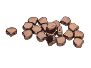GIN-23980-14415 Jet Bronze Matubo 2 Hole Ginko Bead
