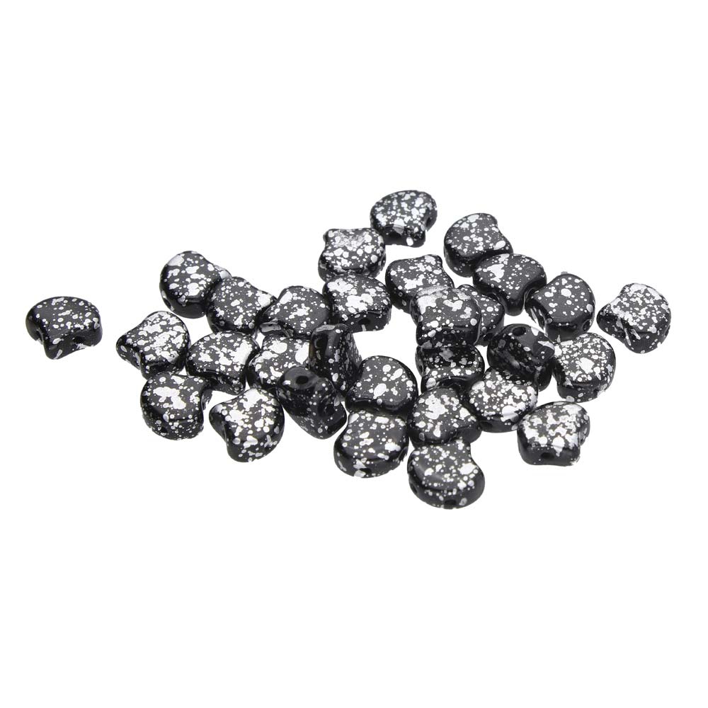 GIN-23980-15481 Matubo 2 Hole Ginko Bead Jet Silver Splash 10 gram-0 GIN-23980-15481 Matubo 2 Hole Ginko Bead Jet Silver Splash 10 gram-0