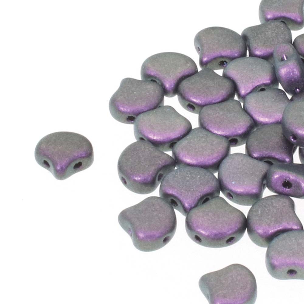 GIN-23980-94101 Matubo 2 Hole Ginko Bead Polychrome Black Raspberry 10 gram-0