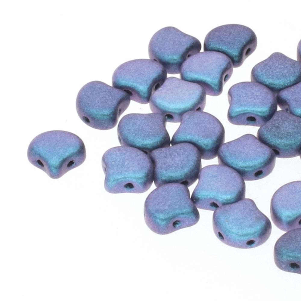 GIN-23980-94105 Matubo 2 Hole Ginko Bead Polychrome Blueberry 10 gram-0 GIN-23980-94105 Matubo 2 Hole Ginko Bead Polychrome Blueberry 10 gram-0