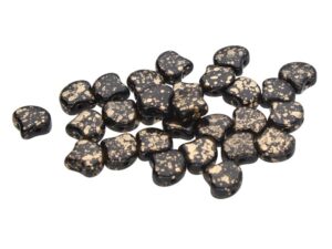 GIN-23980-94401 Matubo 2 Hole Ginko Bead Jet Gold Splash 10 gram-0