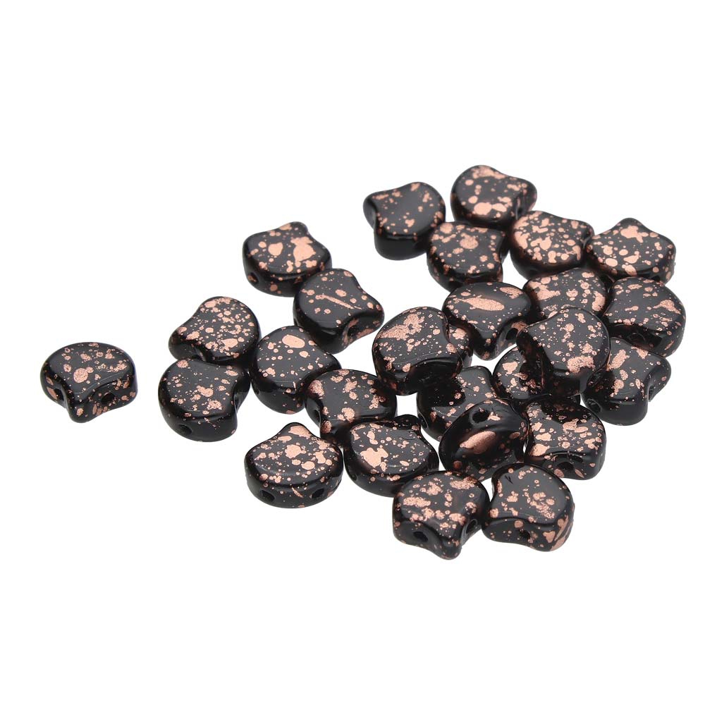 GIN-23980-94412 Matubo 2 Hole Ginko Bead Jet Copper Splash 10 gram-0 GIN-23980-94412 Matubo 2 Hole Ginko Bead Jet Copper Splash 10 gram-0