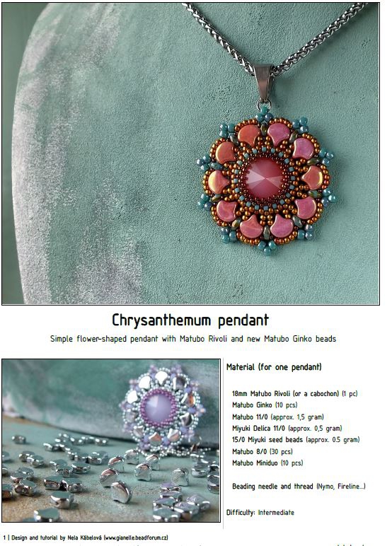 Free Pattern with Ginko Chrysantemum Pendant-0