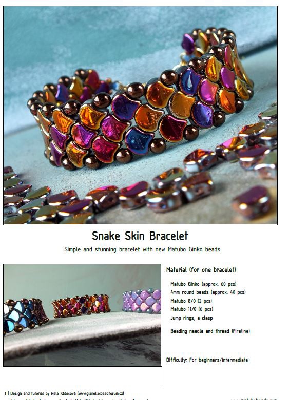 Free Pattern with Ginko Snake Skin Bracelet-0